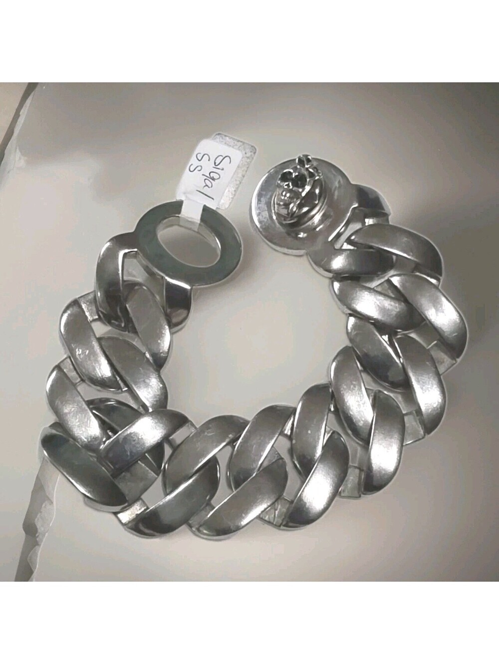 Sigal Biker S.steel  Skull Head Twist Closure Bracelet 7". Motorcycle Jewelry